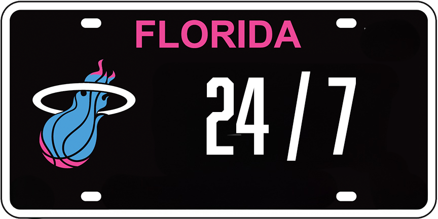 24/7 MIAMI LICENSE PLATE