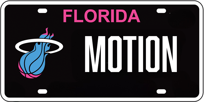 MOTION MIAMI LICENSE PLATE